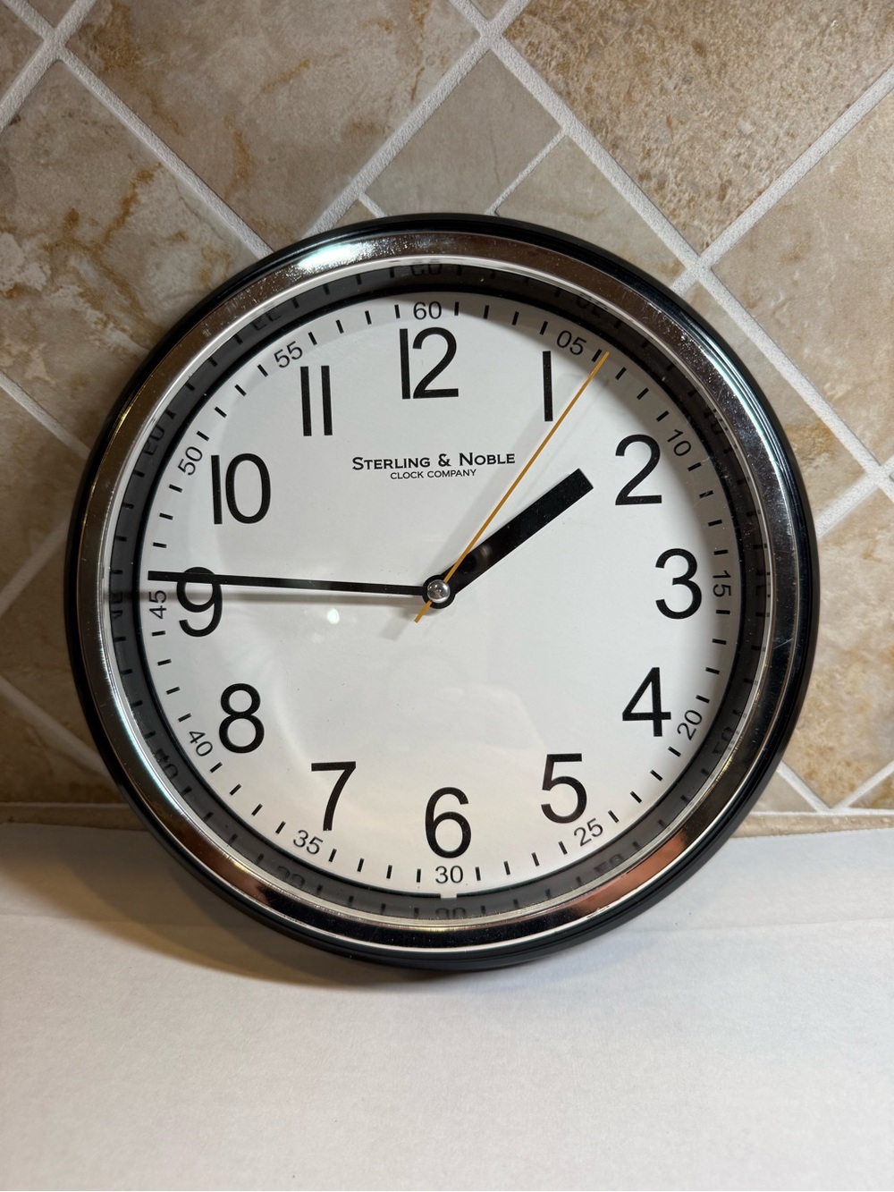 Sterling & Noble Clock company Wall Clock 9.5in Black Plastic Quartz Analog EUC